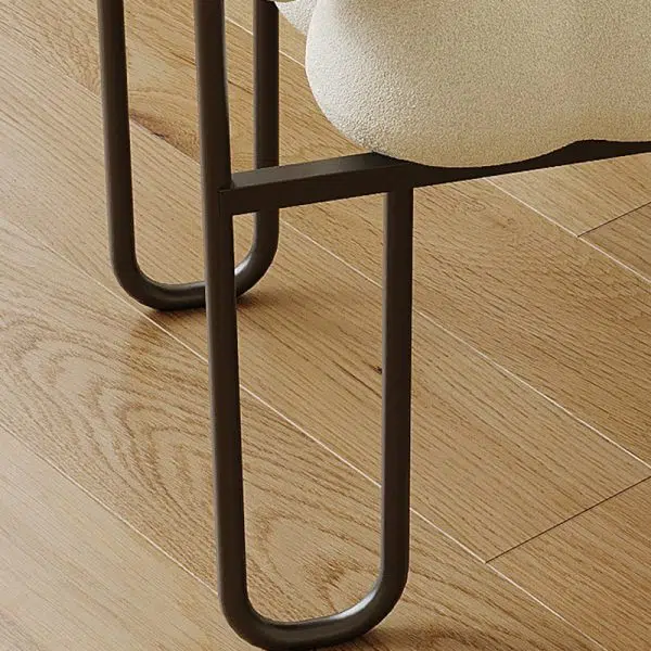 Contemporary Nordic Square Lambswool Iron Vanity Stool Backrest Armless For Bedroom - Image 6