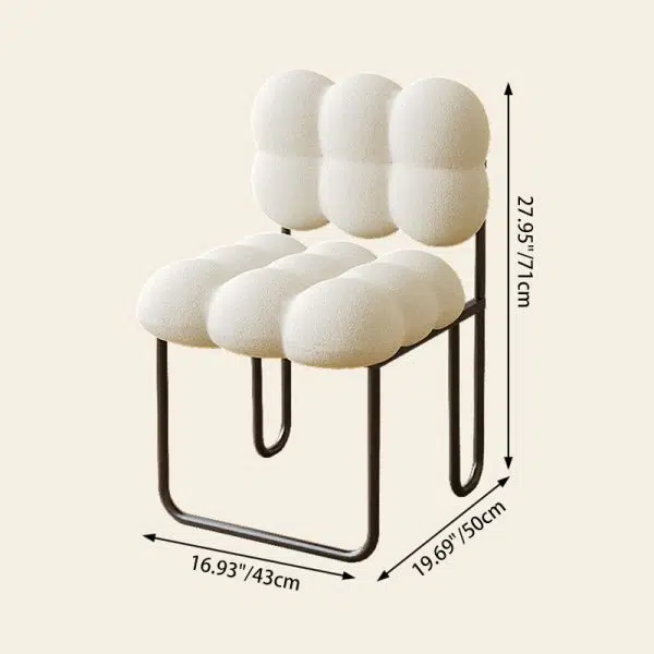 Contemporary Nordic Square Lambswool Iron Vanity Stool Backrest Armless For Bedroom - Image 4