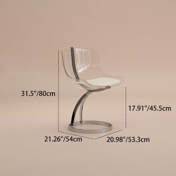 Contemporary Nordic Arc Lambswool PC Carbon Steel Sponge Dining Chair Backrest Armless For Dining Room - Image 4