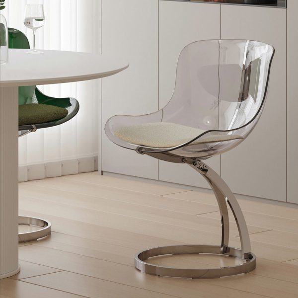 Contemporary Nordic Arc Lambswool PC Carbon Steel Sponge Dining Chair Backrest Armless For Dining Room - Image 16