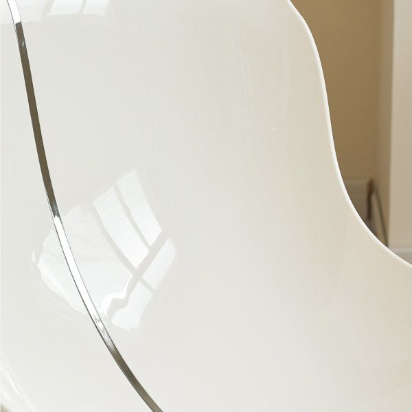 Contemporary Nordic Arc Lambswool PC Carbon Steel Sponge Dining Chair Backrest Armless For Dining Room - Image 5