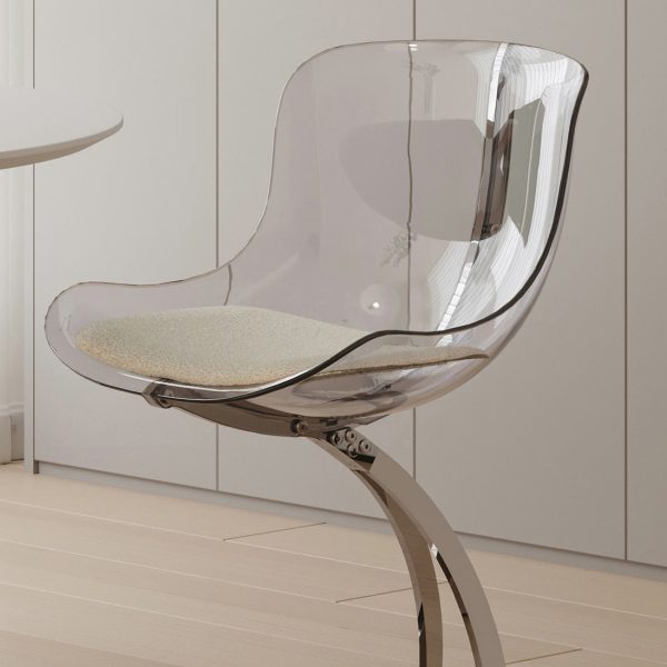 Contemporary Nordic Arc Lambswool PC Carbon Steel Sponge Dining Chair Backrest Armless For Dining Room - Image 17