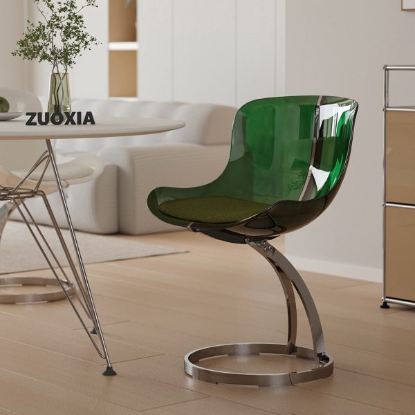 Contemporary Nordic Arc Lambswool PC Carbon Steel Sponge Dining Chair Backrest Armless For Dining Room - Image 18