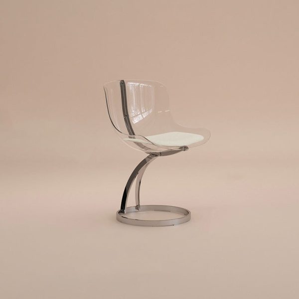 Contemporary Nordic Arc Lambswool PC Carbon Steel Sponge Dining Chair Backrest Armless For Dining Room - Image 24