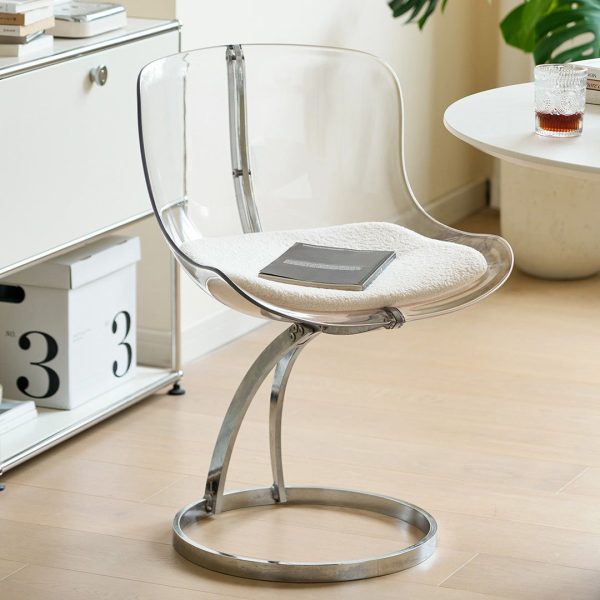 Contemporary Nordic Arc Lambswool PC Carbon Steel Sponge Dining Chair Backrest Armless For Dining Room - Image 15