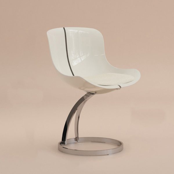 Contemporary Nordic Arc Lambswool PC Carbon Steel Sponge Dining Chair Backrest Armless For Dining Room - Image 27