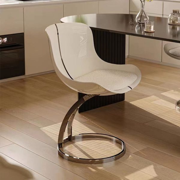 Contemporary Nordic Arc Lambswool PC Carbon Steel Sponge Dining Chair Backrest Armless For Dining Room - Image 11