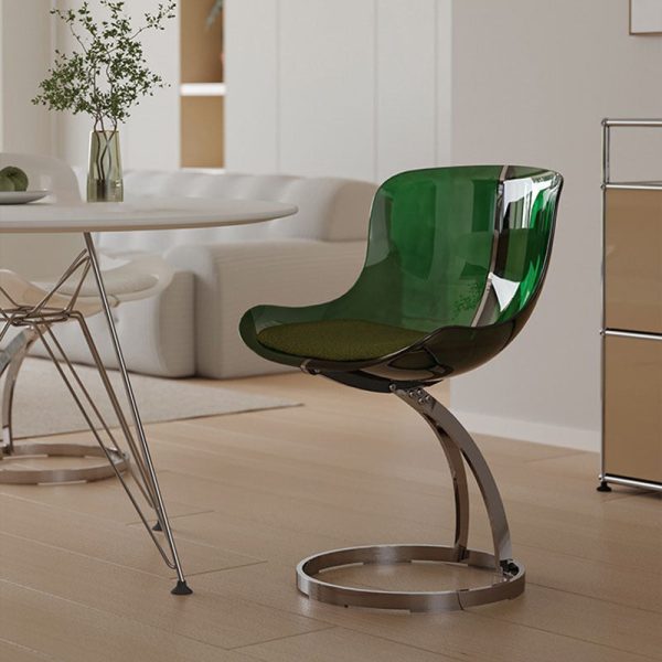 Contemporary Nordic Arc Lambswool PC Carbon Steel Sponge Dining Chair Backrest Armless For Dining Room - Image 12