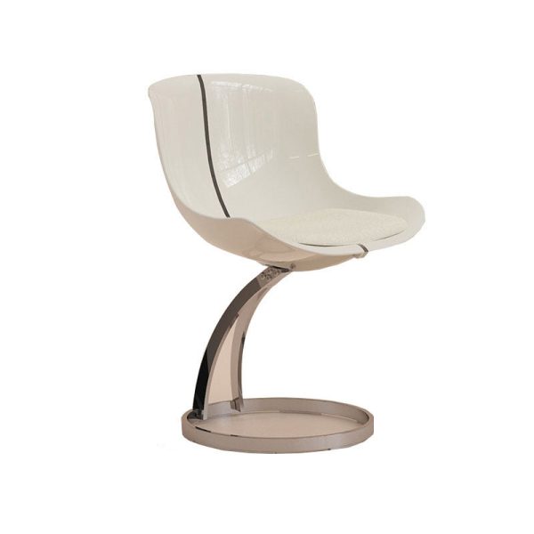 Contemporary Nordic Arc Lambswool PC Carbon Steel Sponge Dining Chair Backrest Armless For Dining Room - Image 28