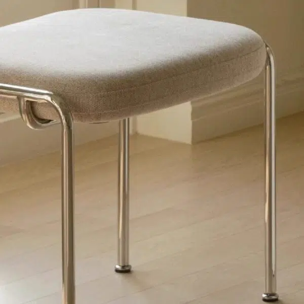 Contemporary Nordic Square Cotton Linen Carbon Steel Stainless Steel Vanity Stool Backless Armless For Bedroom - Image 8