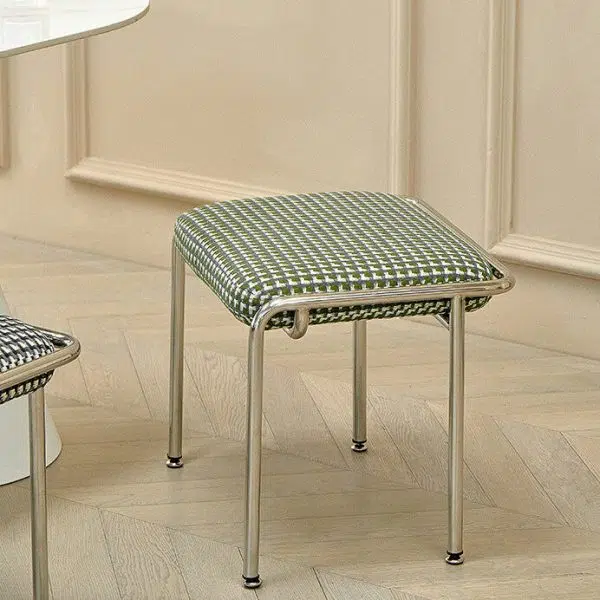 Contemporary Nordic Square Cotton Linen Carbon Steel Stainless Steel Vanity Stool Backless Armless For Bedroom - Image 14