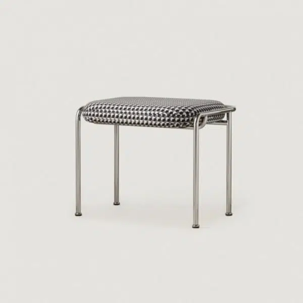 Contemporary Nordic Square Cotton Linen Carbon Steel Stainless Steel Vanity Stool Backless Armless For Bedroom - Image 22
