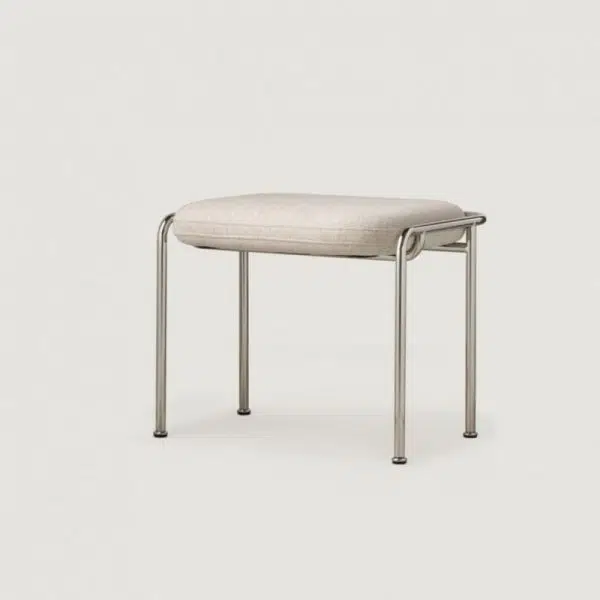 Contemporary Nordic Square Cotton Linen Carbon Steel Stainless Steel Vanity Stool Backless Armless For Bedroom - Image 23