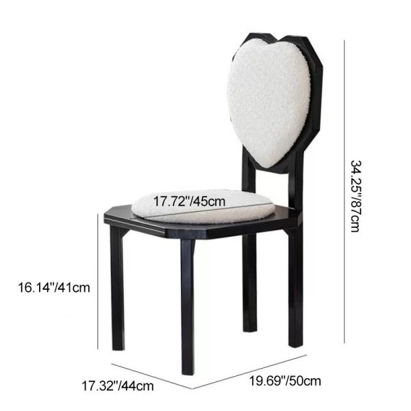 Contemporary Creative Heart Shape Lambswool Solid Wood Sponge Dining Chair Backrest Armless For Dining Room - Image 4