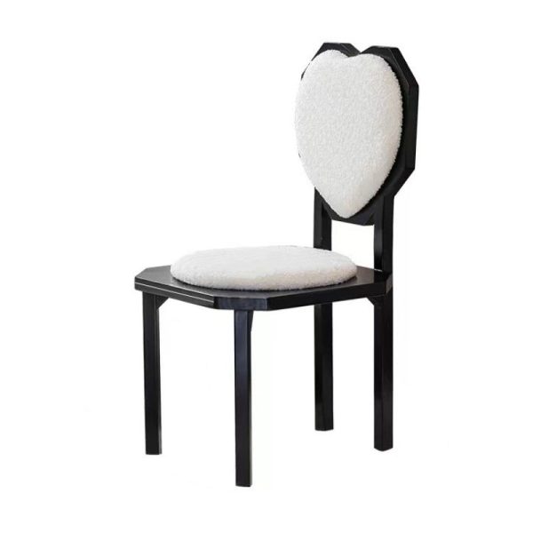 Contemporary Creative Heart Shape Lambswool Solid Wood Sponge Dining Chair Backrest Armless For Dining Room - Image 21
