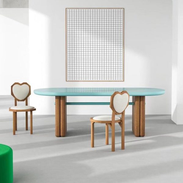 Contemporary Creative Heart Shape Lambswool Solid Wood Sponge Dining Chair Backrest Armless For Dining Room - Image 9