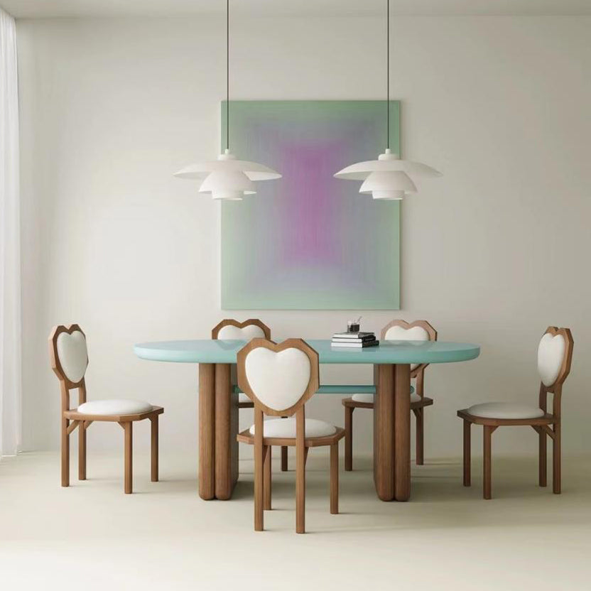 DFM-Chair-FA01305-14.jpg Contemporary Creative Heart Shape Lambswool Solid Wood Sponge Dining Chair Backrest Armless For Dining Room - Image 1