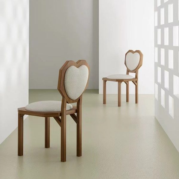 Contemporary Creative Heart Shape Lambswool Solid Wood Sponge Dining Chair Backrest Armless For Dining Room - Image 11