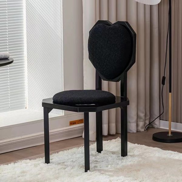 Contemporary Creative Heart Shape Lambswool Solid Wood Sponge Dining Chair Backrest Armless For Dining Room - Image 19
