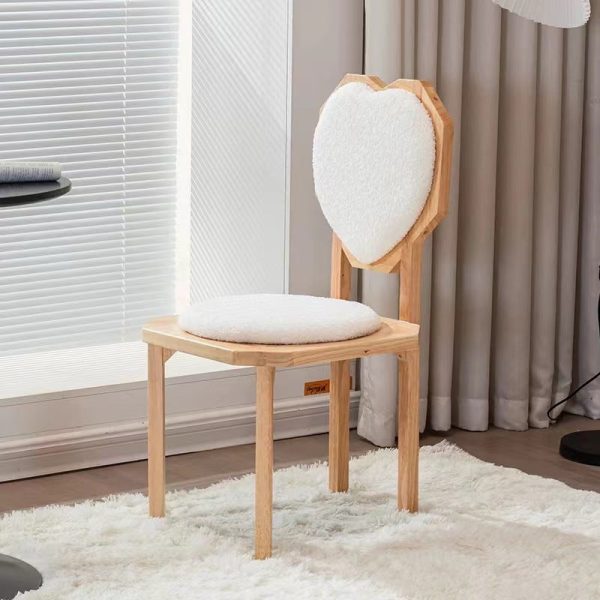 Contemporary Creative Heart Shape Lambswool Solid Wood Sponge Dining Chair Backrest Armless For Dining Room - Image 17