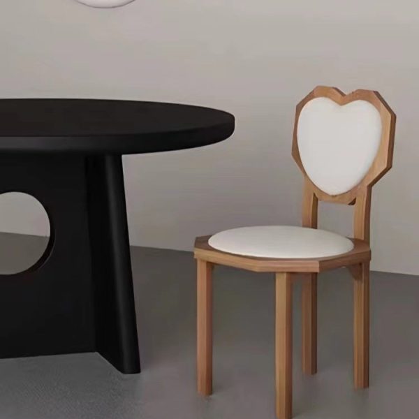 Contemporary Creative Heart Shape Lambswool Solid Wood Sponge Dining Chair Backrest Armless For Dining Room - Image 13
