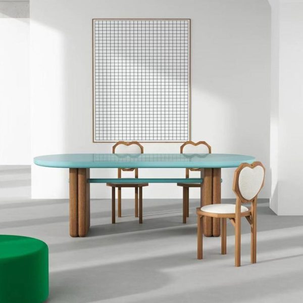 Contemporary Creative Heart Shape Lambswool Solid Wood Sponge Dining Chair Backrest Armless For Dining Room - Image 10