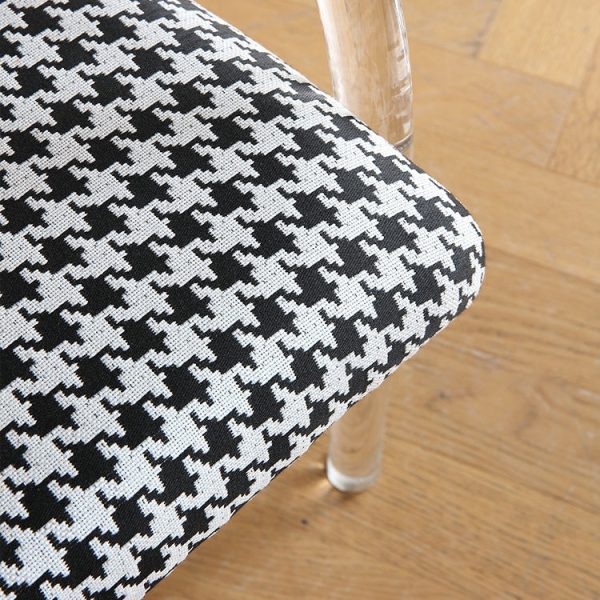 Contemporary Nordic Transparent Acrylic Arc Leaves Fabric Dining Chair Backrest Armless For Dining Room - Image 14