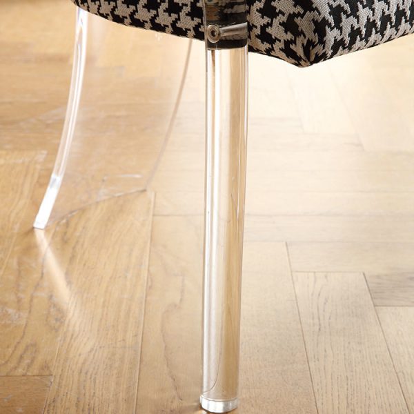 Contemporary Nordic Transparent Acrylic Arc Leaves Fabric Dining Chair Backrest Armless For Dining Room - Image 9