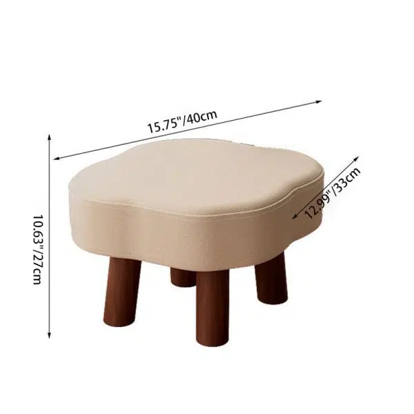 Contemporary Nordic Cloud Shape Anti-slip Strips Solid Wood Leather Low Stool Backless Armless For Living Room - Image 4
