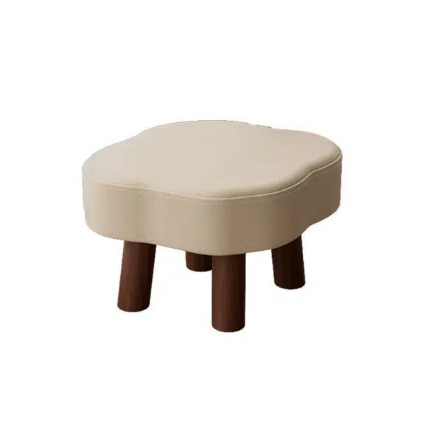 Contemporary Nordic Cloud Shape Anti-slip Strips Solid Wood Leather Low Stool Backless Armless For Living Room - Image 19