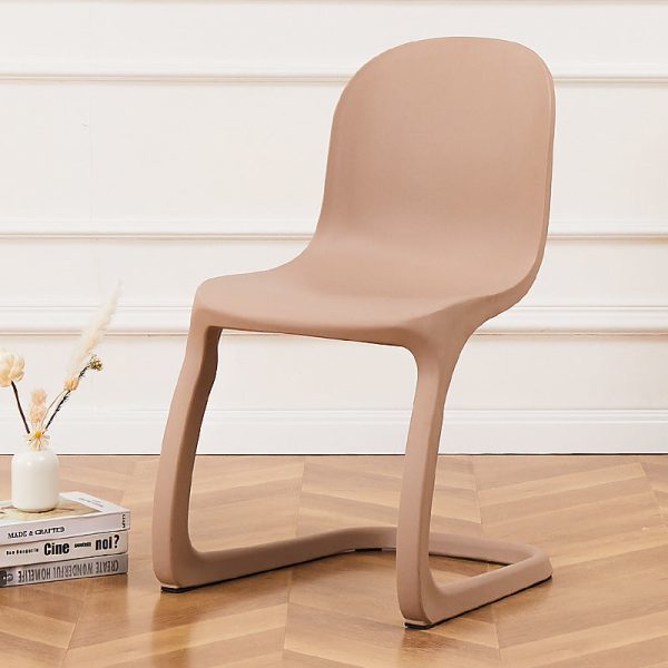 Contemporary Nordic Arc Geometry Macarons Full PP Dining Chair Backrest Armless For Dining Room - Image 17