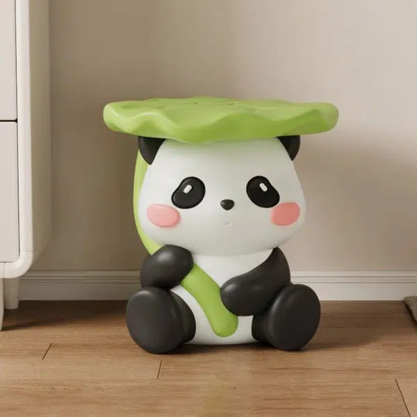 Contemporary Creative Cute Lotus Leaf Panda Fiberglass Footstool Backless Armless For Entryways - Image 10