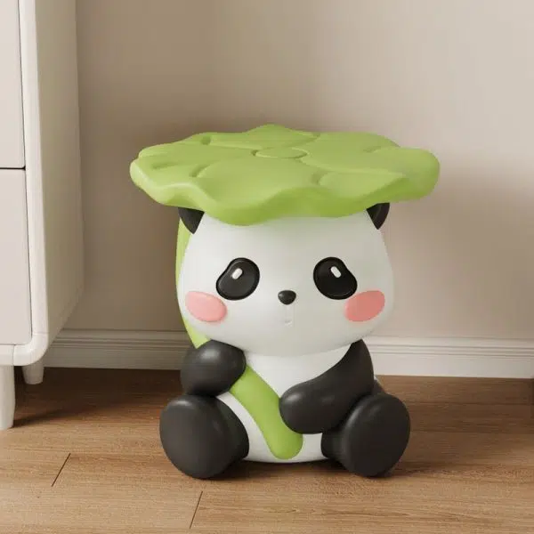 Contemporary Creative Cute Lotus Leaf Panda Fiberglass Footstool Backless Armless For Entryways - Image 8