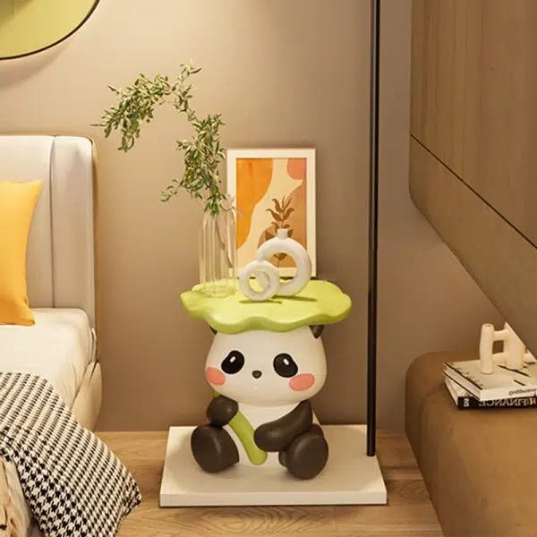 Contemporary Creative Cute Lotus Leaf Panda Fiberglass Footstool Backless Armless For Entryways - Image 3