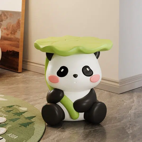 Contemporary Creative Cute Lotus Leaf Panda Fiberglass Footstool Backless Armless For Entryways