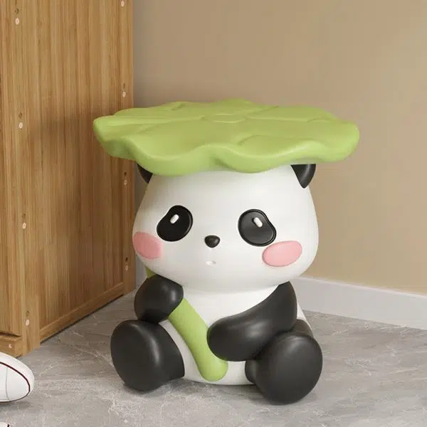 Contemporary Creative Cute Lotus Leaf Panda Fiberglass Footstool Backless Armless For Entryways - Image 2