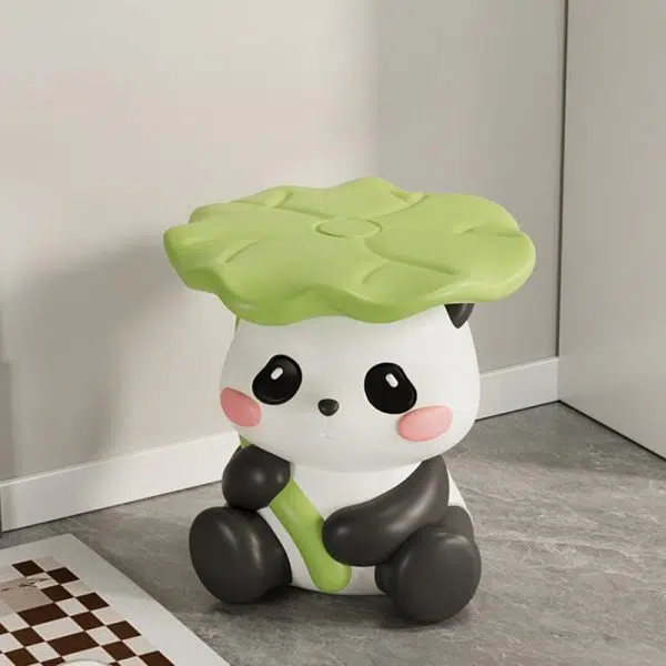 Contemporary Creative Cute Lotus Leaf Panda Fiberglass Footstool Backless Armless For Entryways - Image 13