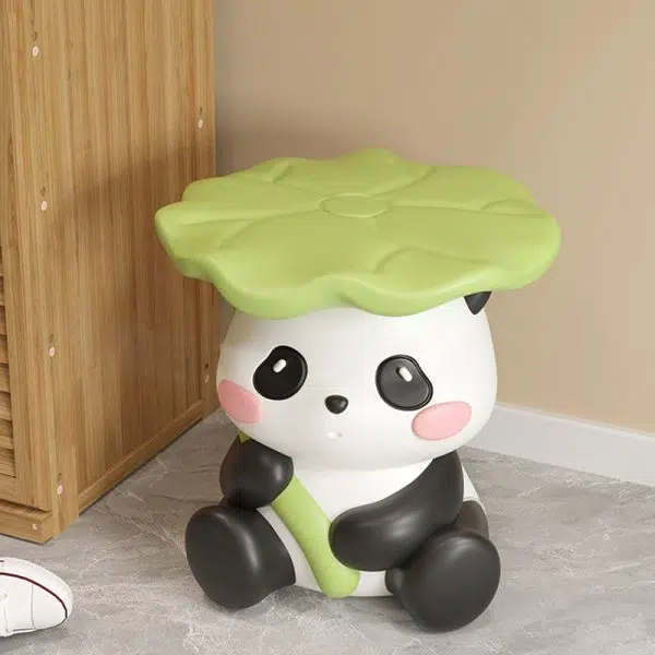 Contemporary Creative Cute Lotus Leaf Panda Fiberglass Footstool Backless Armless For Entryways - Image 14