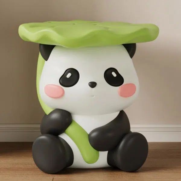 Contemporary Creative Cute Lotus Leaf Panda Fiberglass Footstool Backless Armless For Entryways - Image 11