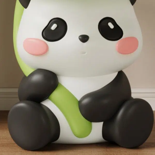 Contemporary Creative Cute Lotus Leaf Panda Fiberglass Footstool Backless Armless For Entryways - Image 6