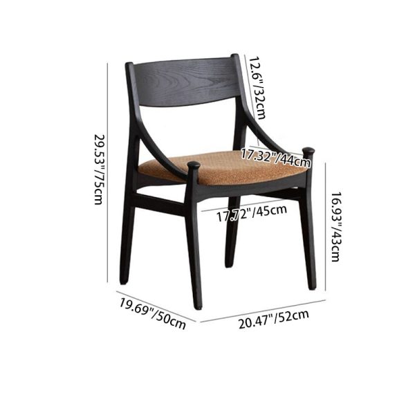 Contemporary Retro Arc Upholstered Fabric Ash Dining Chair Backrest Armless For Dining Room - Image 4