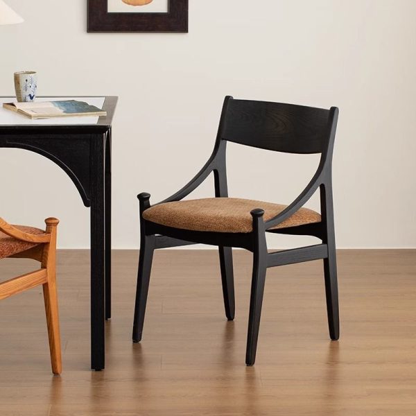Contemporary Retro Arc Upholstered Fabric Ash Dining Chair Backrest Armless For Dining Room - Image 2