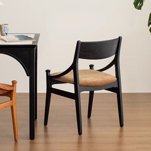 Contemporary Retro Arc Upholstered Fabric Ash Dining Chair Backrest Armless For Dining Room - Image 3
