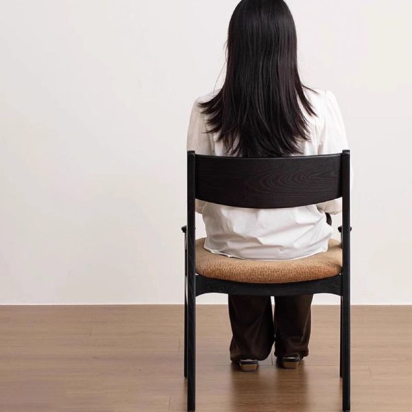 Contemporary Retro Arc Upholstered Fabric Ash Dining Chair Backrest Armless For Dining Room - Image 8