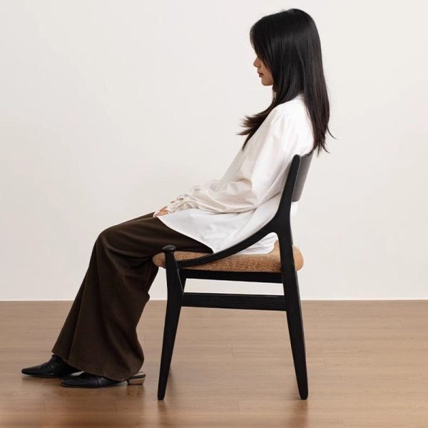 Contemporary Retro Arc Upholstered Fabric Ash Dining Chair Backrest Armless For Dining Room - Image 9