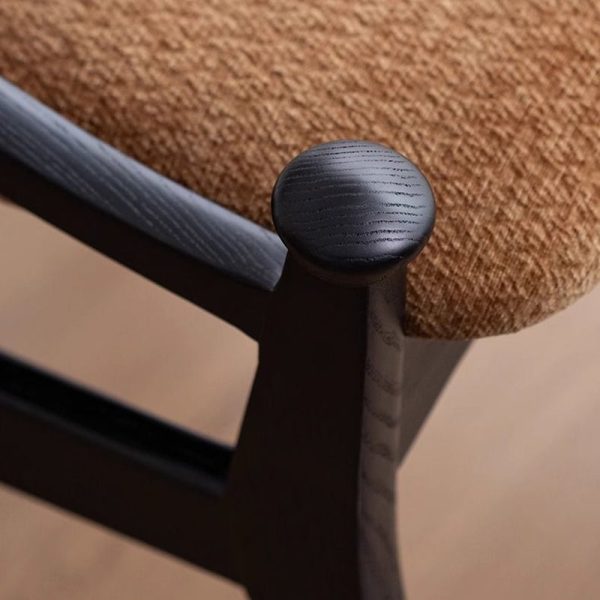 Contemporary Retro Arc Upholstered Fabric Ash Dining Chair Backrest Armless For Dining Room - Image 7