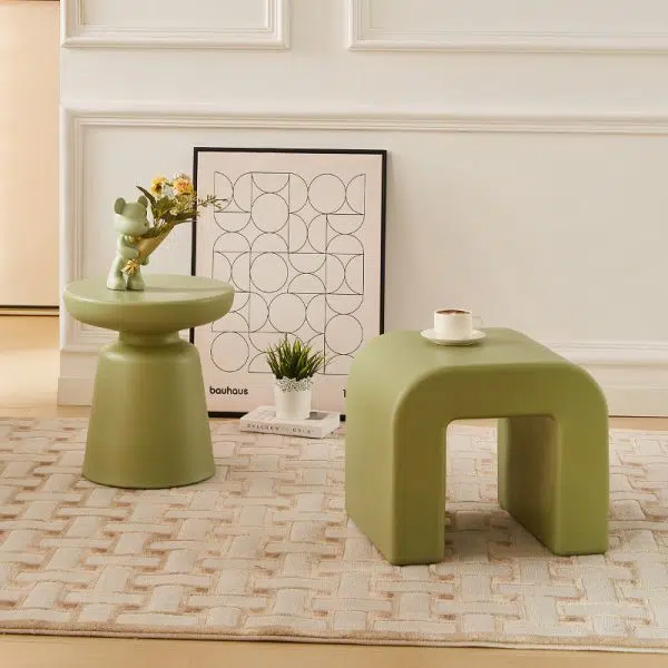 Contemporary Creative Geometry Shape Full PP Low Stool Backless Armless For Living Room - Image 2