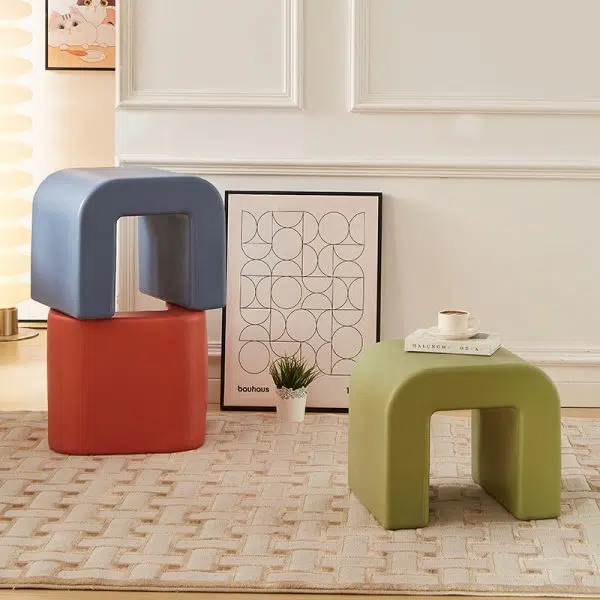 Contemporary Creative Geometry Shape Full PP Low Stool Backless Armless For Living Room - Image 6