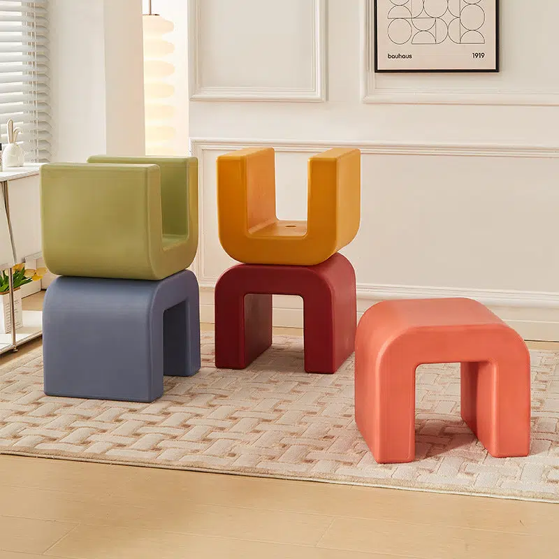 DFM-Chair-FA01411-9.jpg Contemporary Creative Geometry Shape Full PP Low Stool Backless Armless For Living Room - Image 1
