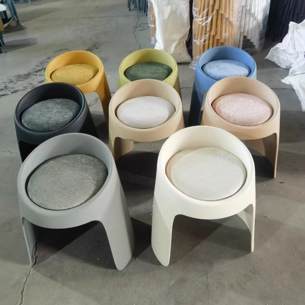 Contemporary Nordic Fabric PP Sponge Upholstered Dining Chair Backless Armless For Dining Room - Image 26